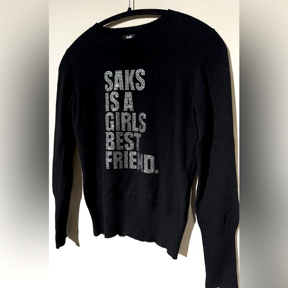 Queen Of Evil Cashmere Sweater L Black Rhinestone Saks Is A Girls Best Friend. - Picture 1 of 3